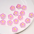 20mm transparent acrylic flower beads with pink drip oil for DIY jewelry making - 6 Pieces/Pack / Rose Red