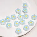 Cuentas de flores de acrílico de 20mm en azul y amarillo para hacer joyas de bricolaje - Azul