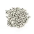 Macro view of polished silver CCB round spacer beads for DIY jewelry making components - Diameter 4mm (300 Pieces) / Silver