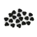 Macro detail view of black aluminum 3D rose flower charms for DIY jewelry making accessories. - Black
