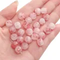 Rosa und weiße marmorierte Glasperlen 10x8mm für DIY Schmuckherstellung und Bastelarbeiten - 20 Stk./Packung / Rot