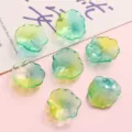 Cuentas de vidrio de hoja de loto en degradado verde y amarillo para joyería DIY - 5 Piezas/Paquete (Aprox. 22x25mm) / Degradado Azul Verde Amarillo