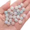 Perles en verre marbré bleu clair et rose 10x8mm pour bijoux faits main et loisirs créatifs - 20 Pcs/Pack / Bleu Pâle