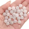 Perles en verre blanc 10x8mm avec veines bleues pour création bijoux - 20 Pcs/Pack / Bleu clair