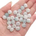 Perles en verre 10x8mm avec texture marbrée imitation jade pour la création de bijoux DIY. - 20 Pcs/Pack / Bleu