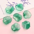 Cuentas de vidrio de hoja de loto verde con purpurina para bisutería hecha a mano - 5 Piezas/Paquete (Aprox. 22x25mm) / Verde pavo real