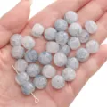 Perles en verre craquelé bleu clair 10x8mm pour la fabrication de bijoux artisanaux - 20 Pcs/Pack / Bleu foncé