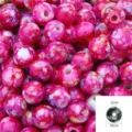 Pink marbled acrylic round beads 10mm for DIY jewelry making crafts with 3mm hole size - 10mm (Approx. 50 Pcs/Pack) / Rose Red