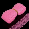 Pizzo floreale rosa intricato per cucito fai-da-te e accessori decorativi per abiti. - Larghezza 28mm-5 Iarde / rosa scuro