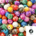 Assorted 10mm colorful acrylic beads with marble patterns for DIY jewelry craft projects - 10mm (Approx. 50 Pcs/Pack) / Multicolor