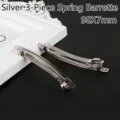 Gepolijste zilveren metalen driedelige haarspeld van 98x7mm voor DIY-knutselaccessoires - 98X7mm Driedelige Veerclip / 5 Stuks/Verpakking / Zilver