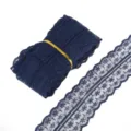 Bordo in pizzo blu scuro non elastico con orlo smerlato per cucito creativo fai da te - Larghezza 45mm-5 Iarde / Blu navy