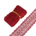 Nastro di pizzo rosso non elastico per decorazione di abbigliamento e cucito creativo DIY - Larghezza 45mm-5 Iarde / Bordeaux