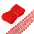 Elegante pizzo rosso non elastico con bordo smerlato per fai da te - Larghezza 45mm-5 Iarde / Rosso