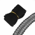 Rotolo di pizzo nero non elastico con delicato motivo floreale per cucito fai-da-te - Larghezza 45mm-5 Iarde / Nero