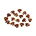 Macro detail view of metallic rose-shaped beads for DIY jewelry making and crafts - Coffee