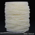 4mm cream white ABS imitation pearl bead chain roll for DIY wedding flower decoration - Round Style / 4mm 5m Pack / Beige