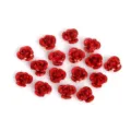 Macro view of 18 red metallic aluminum 3D rose beads for DIY jewelry making projects - Red