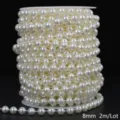 Detailed view of 8mm ABS imitation pearl chain spool for DIY wedding decoration - Round / 8mm 2m Pack / Beige