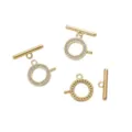 Fermoirs à bascule OT plaqués or 18K avec zircons pour la création de bijoux DIY. - Style Rond / 1 Ensemble
