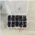 Yeux et nez de sécurité en plastique noir pour peluches DIY dans une boîte - Boîte à 10 Grilles / 135 Pairs/Box / Noir