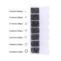 7-vaks doos met zwarte legering buigringen in diverse maten voor DIY sieraden maken - Buigringen (7-Vaks Doos) / Gunmetal