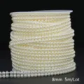 Detail of 8mm cream white ABS imitation pearl bead chain for DIY wedding floral crafts - Double Row / Width 8mm 5m Pack / Beige