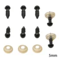 Lot de yeux de sécurité noirs 5mm pour peluches DIY avec rondelles en plastique - Diamètre 5mm (50 Paires/Paquet) / Noir