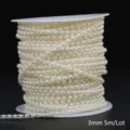 3mm cream white ABS imitation pearl bead chain on spool for wedding flower DIY crafts - Double Line / 3mm 5m Pack / Beige