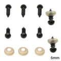 Yeux de sécurité en plastique noir 6 mm de haute qualité avec rondelles pour peluches DIY - Diamètre 6mm (50 Paires/Paquet) / Noir
