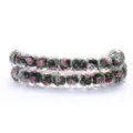 Handmade faceted lampwork glass beads with pink rose pattern and gold sand detailing for DIY - 8mm Diameter (10 Pieces/Pack) / Black