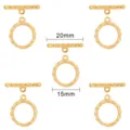 Fermoir cabillots OT doré 18 carats texturé pour bijoux DIY, tailles 15mm et 20mm - Style Bordure de Vigne / Plaqué Or 18K, 1 Set/Paquet