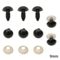 9mm black plastic safety eyes for DIY plush toys with transparent washers included for crafts - 9mm Diameter (50 Pairs/Pack) / Black