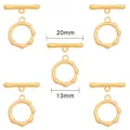 Set de fermoirs à bascule dorés plaqués or 18K avec barre de 20mm et anneau de 13mm pour bijoux - Style Rond Irrégulier / Plaqué Or 18K, 1 Set/Paquet