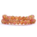 Faceted gold sand lampwork beads with pink rose floral patterns for DIY jewelry making - 8mm Diameter (10 Pieces/Pack) / Light Coffee