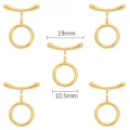 Fermoirs à bascule OT plaqués or 18 carats pour la création de bijoux avec barre 19mm - Style Poli Lisse / Plaqué Or 18K, 1 Set/Paquet