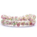 Faceted lampwork glass beads with pink rose pattern and gold sand for DIY jewelry - Pink