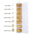 Gouden legering sieraden onderdelen set met 7-vaks opbergdoos voor DIY sieraden maken projecten. - Flower Bead Caps (7-Grid Box) / Goud