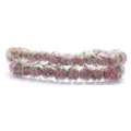 Faceted lampwork glass beads with gold foil and pink flowers for jewelry making - Purple