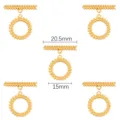 Fermoir à bascule OT plaqué or 18 carats pour bijoux DIY, barre 20,5mm et anneau 15mm - Style Épi de Blé / Plaqué Or 18K, 1 Set/Paquet