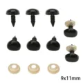 9x11mm black plastic safety eyes and noses with washers for DIY plush toy making - Round With Post Style / 9x11mm (50 Pairs/Pack) / Black