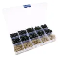 Complete DIY plastic safety eyes and noses set for plush toys in a clear organizer box - Compartment Box Set / Approx. 230 Sets/Box / Black