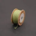Green 1.5mm woven cotton cord on wooden spool for DIY jewelry making and crafts - 1.5mm (15m/Roll) / Tea Green (#53)