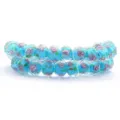 Faceted light blue lampwork beads with pink roses and gold sand inclusions - Lake Blue