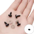 Black plastic screw-in safety eyes with washers for DIY plush animal making projects - Oval Threaded Eyes Style / 6x9mm (50 Pairs/Pack) / Black