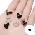 Black plastic safety eyes and noses with transparent washers for DIY plush toy crafting - Oval Threaded Eyes Style / 8x11mm (30 Pairs/Pack) / Black