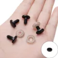 Black safety eyes with washers for DIY plush toy crafts shown in hand for scale. - Oval Threaded Eyes Style / 9x12mm (30 Pairs/Pack) / Black