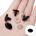 Black oval safety eyes with washers for DIY plush toys and stuffed animals - Oval Threaded Eyes Style / 12x17mm (20 Pairs/Pack) / Black