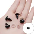Black plastic safety noses with washers for DIY plush toy crafting projects - Textured Threaded Nose Style / 9x12mm (30 Pairs/Pack) / Black
