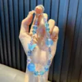 Handgefertigte blaue Kristallperlen-Handykette mit funkelndem Schmetterlingsanhänger - Legierung Strass Schmetterling / Inklusive Dichtung / Blau